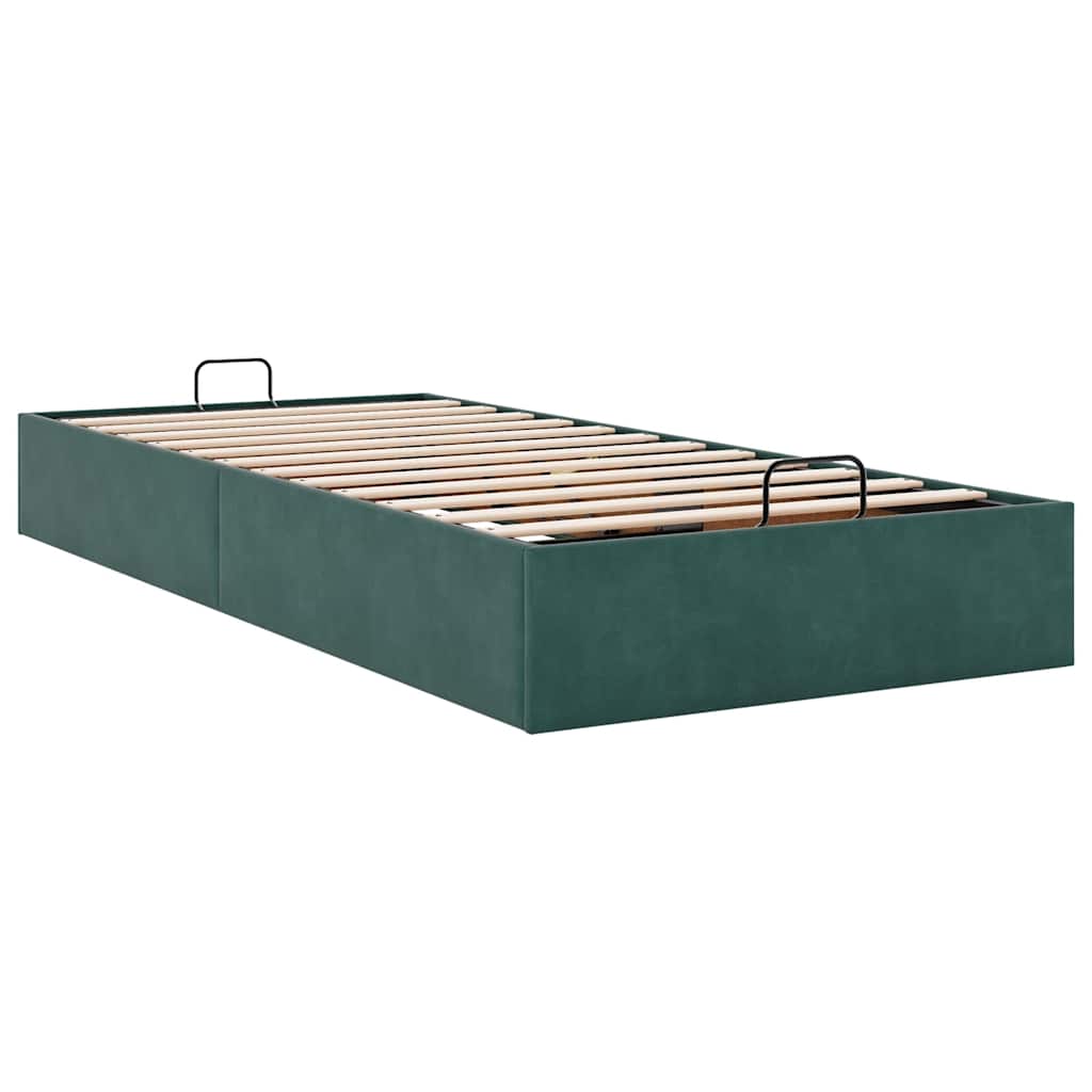 Cadre de lit ottoman sans matelas vert foncé 100x200 cm velours - XIOS