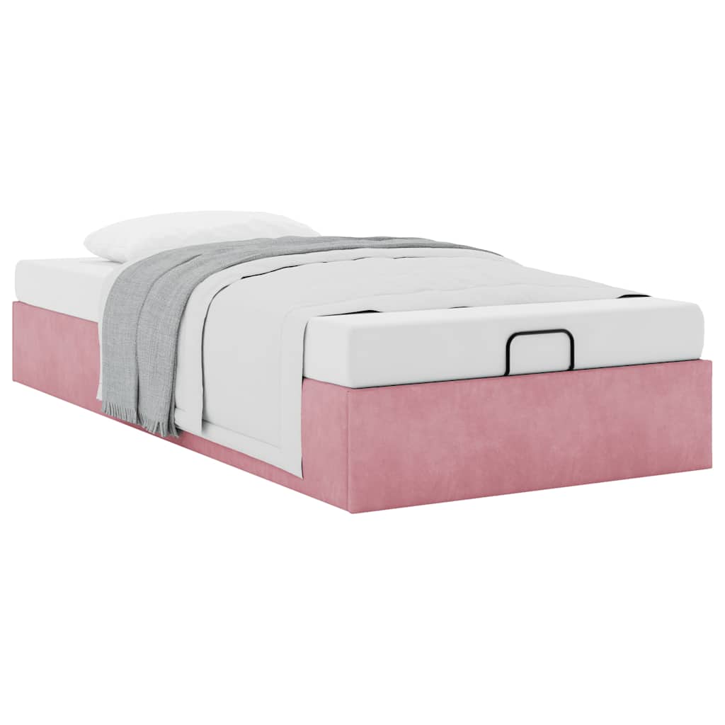 Cadre de lit ottoman sans matelas rose 100x200 cm velours - XIOS