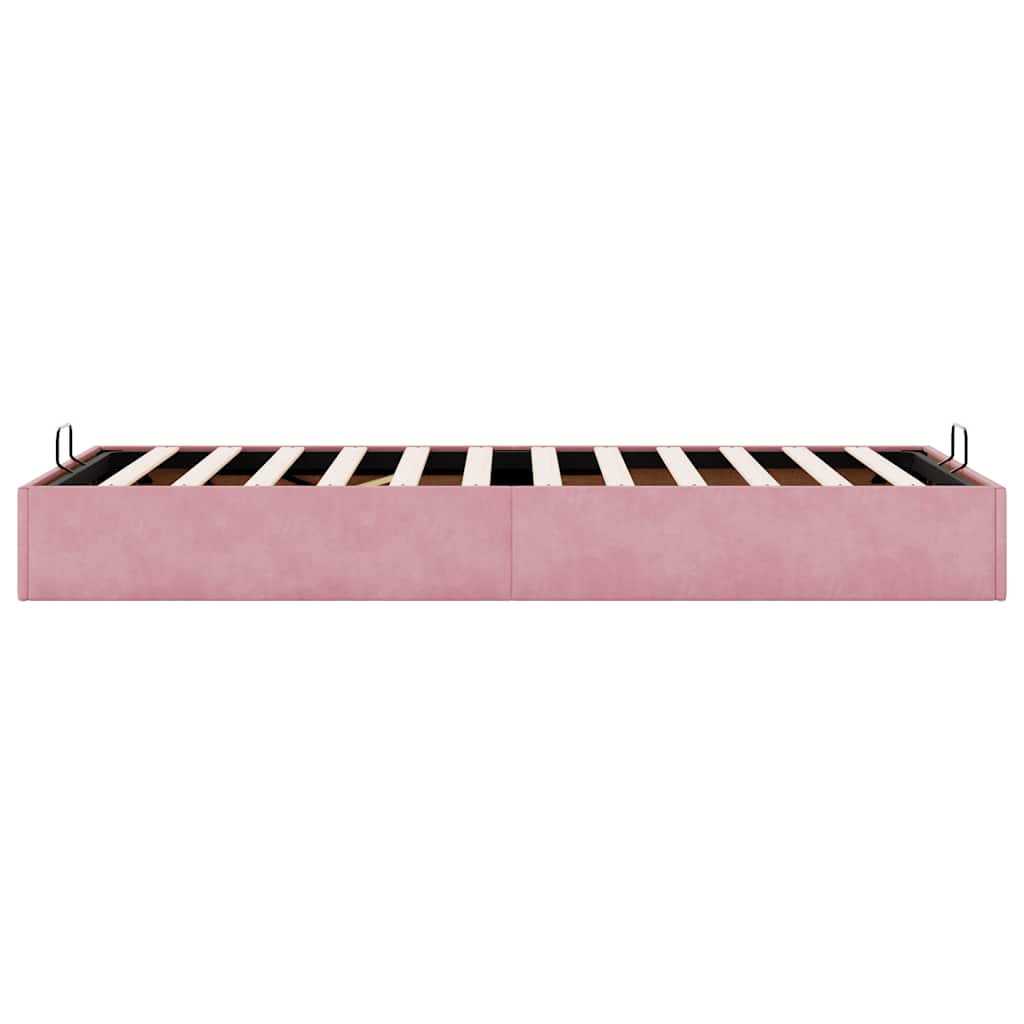 Cadre de lit ottoman sans matelas rose 100x200 cm velours - XIOS
