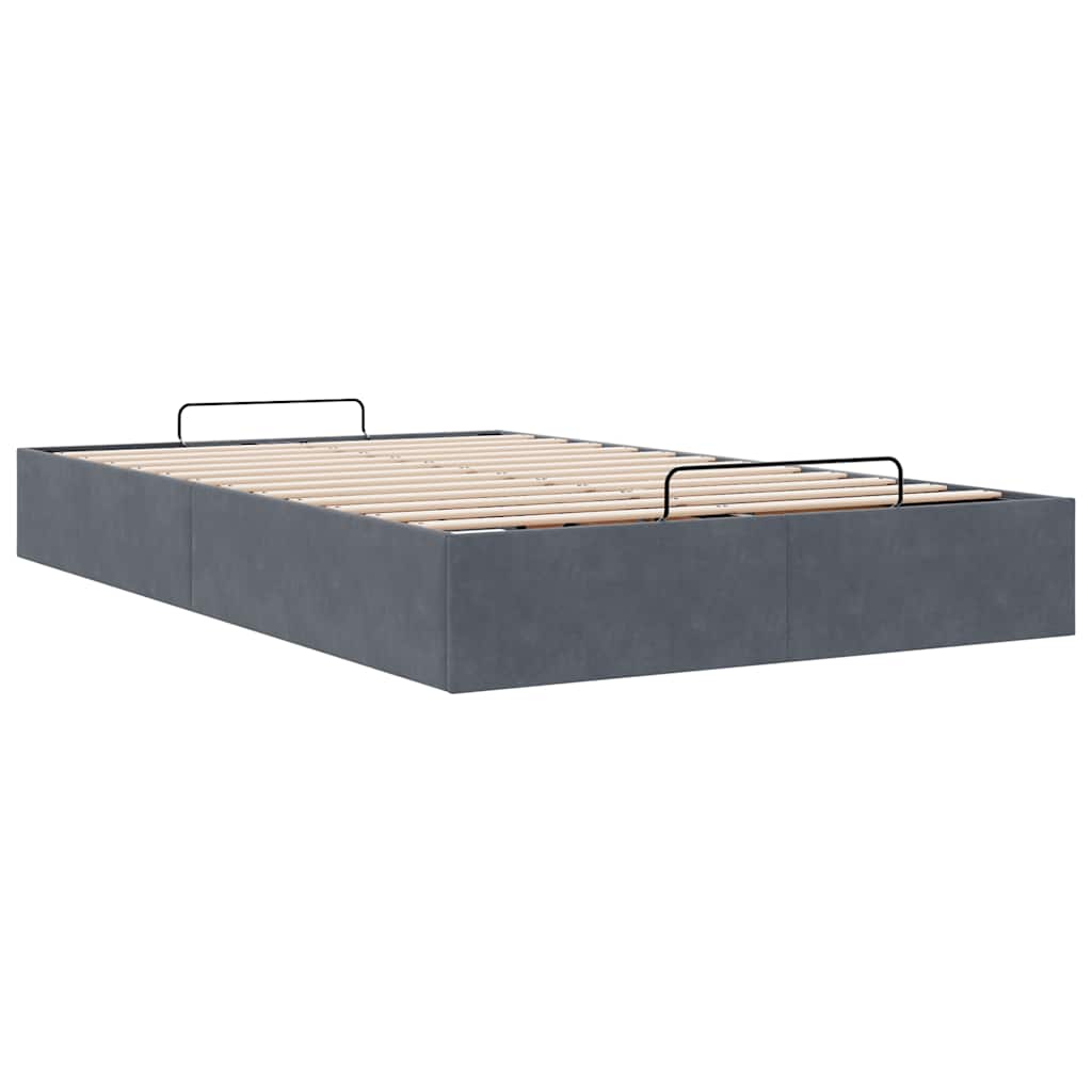 Cadre de lit ottoman sans matelas gris foncé 120x190 cm velours - XIOS