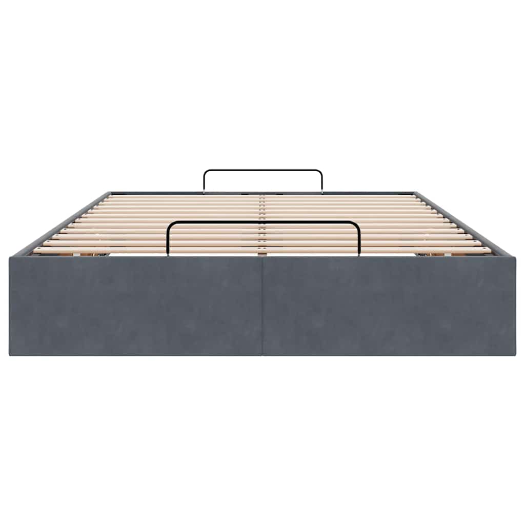 Cadre de lit ottoman sans matelas gris foncé 120x190 cm velours - XIOS