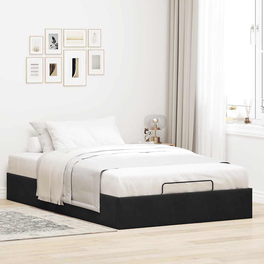 Cadre de lit ottoman sans matelas noir 120x190 cm velours - XIOS