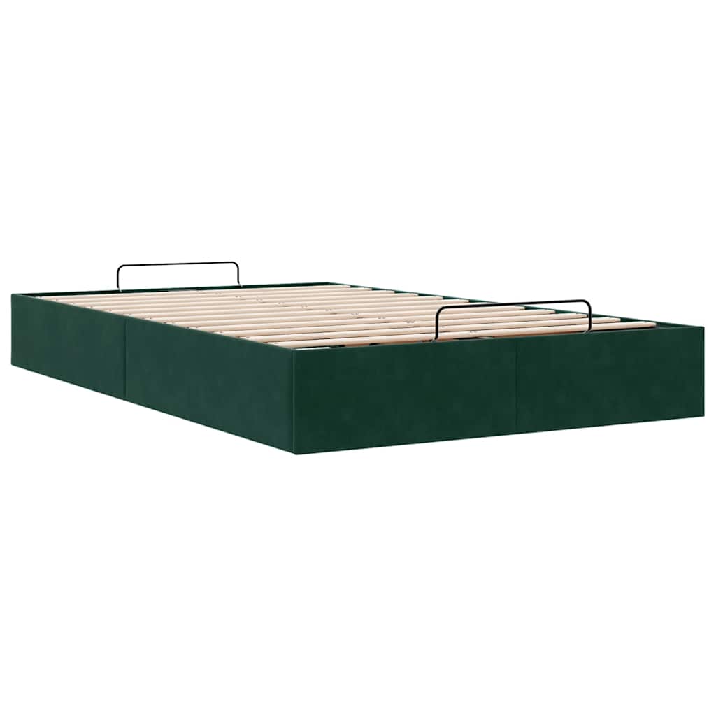 Cadre de lit ottoman sans matelas vert foncé 120x190 cm velours - XIOS
