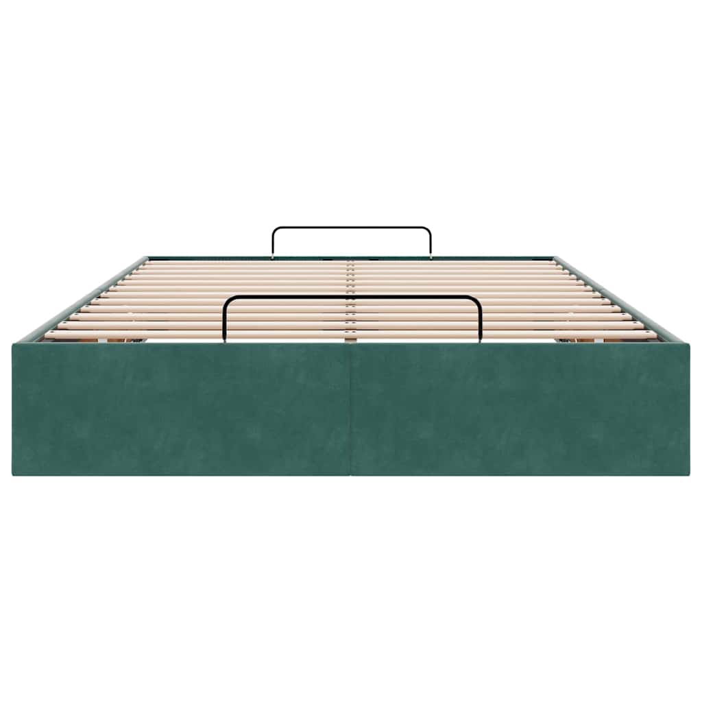 Cadre de lit ottoman sans matelas vert foncé 120x190 cm velours - XIOS