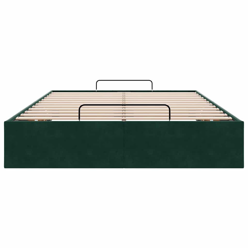 Cadre de lit ottoman sans matelas vert foncé 120x190 cm velours - XIOS