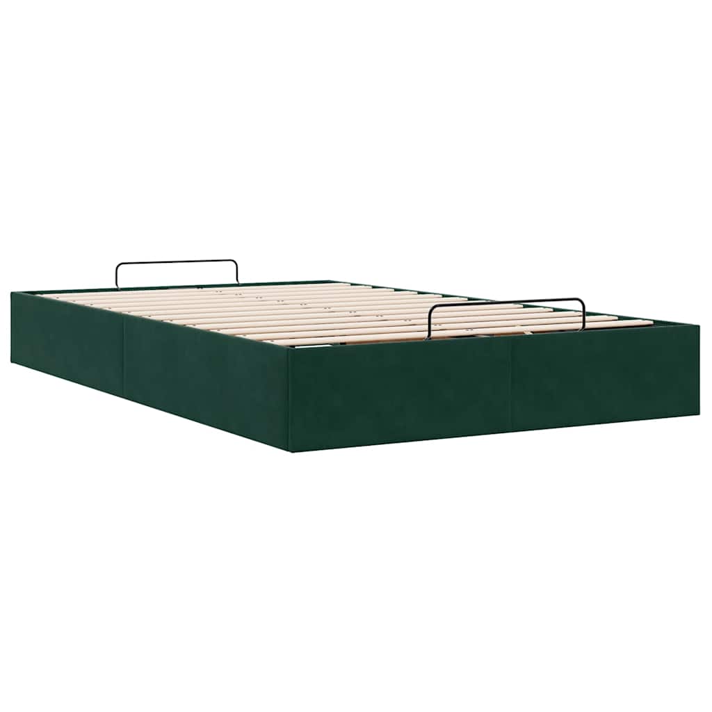 Cadre de lit ottoman sans matelas vert foncé 120x190 cm velours - XIOS
