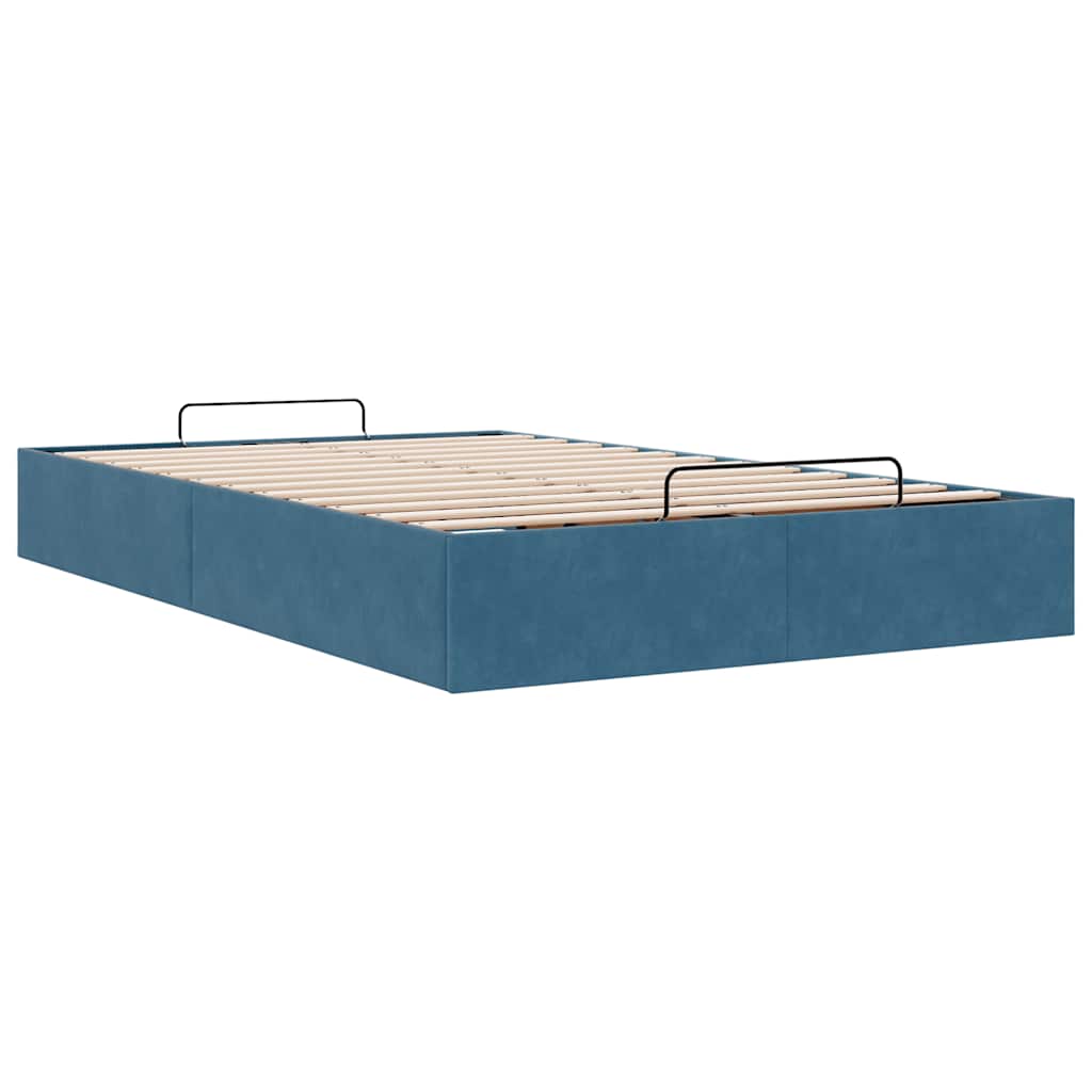 Cadre de lit ottoman sans matelas bleu foncé 120x190 cm velours - XIOS