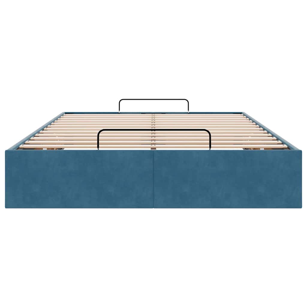 Cadre de lit ottoman sans matelas bleu foncé 120x190 cm velours - XIOS