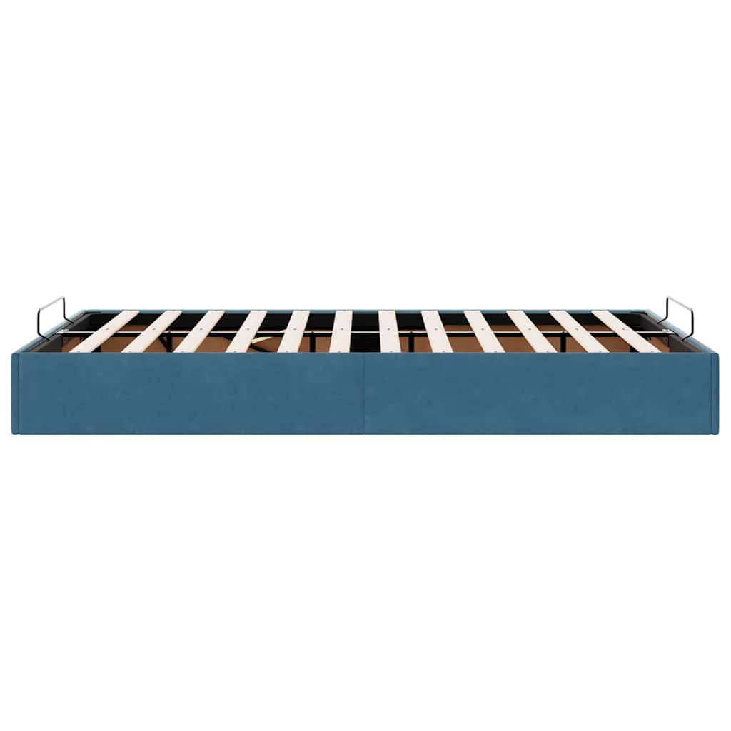 Cadre de lit ottoman sans matelas bleu foncé 120x190 cm velours - XIOS