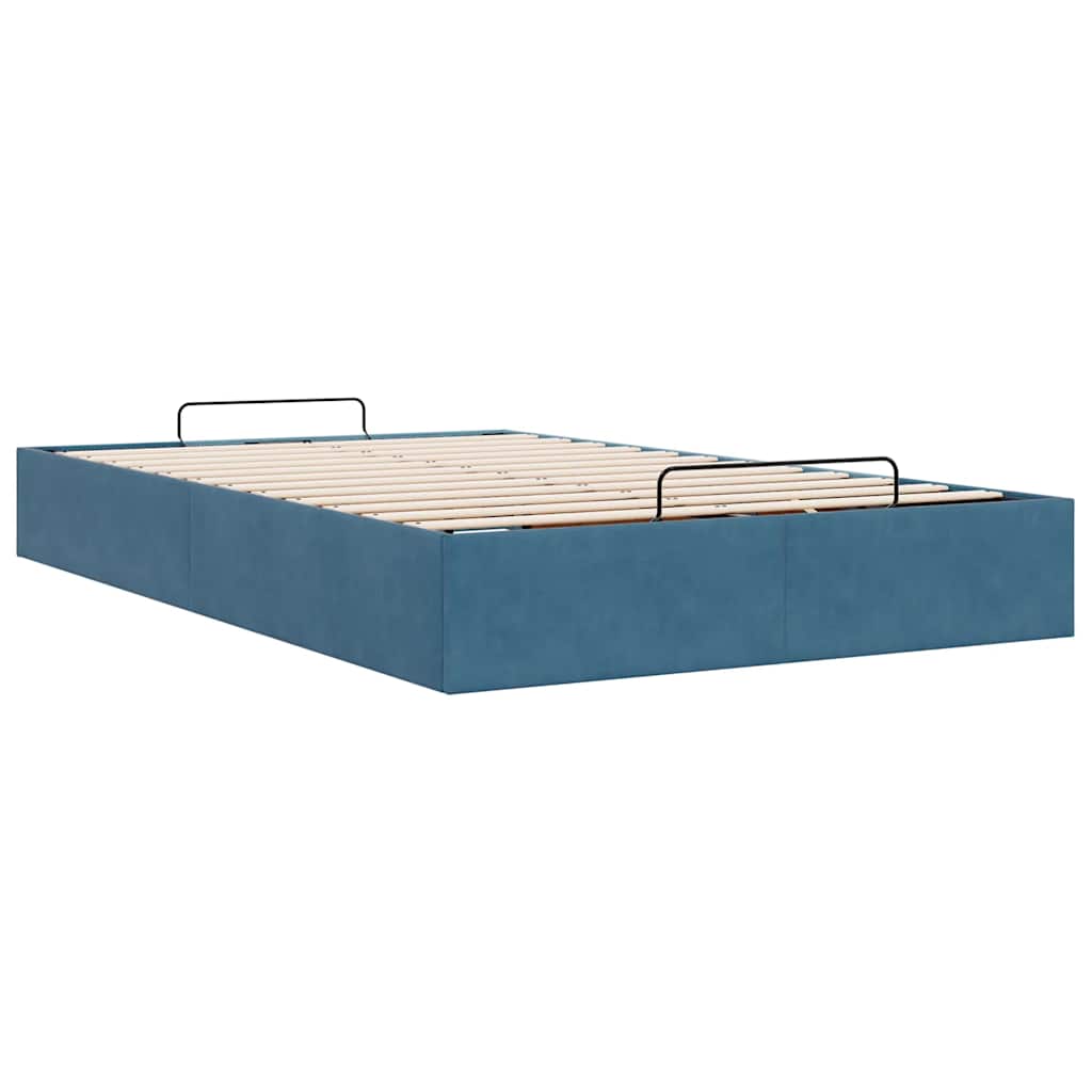 Cadre de lit ottoman sans matelas bleu foncé 120x190 cm velours - XIOS