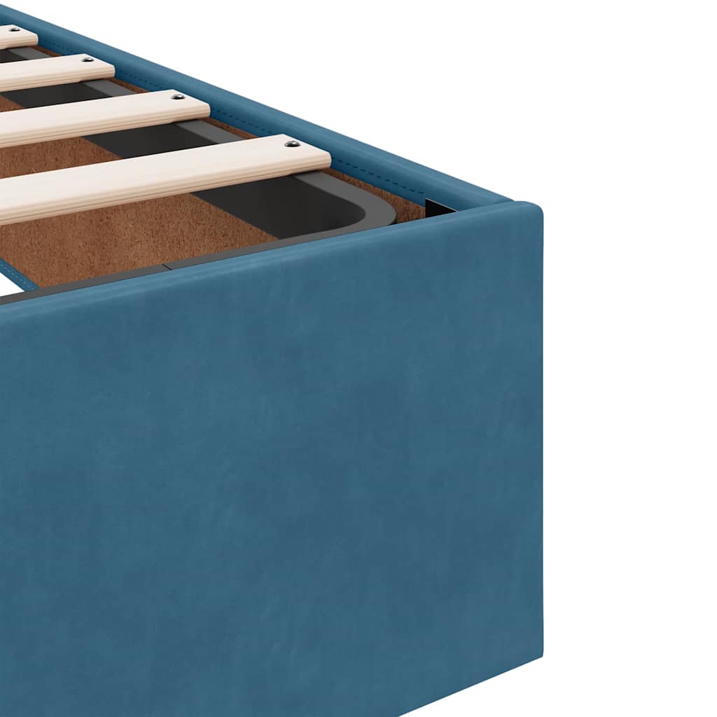 Cadre de lit ottoman sans matelas bleu foncé 120x190 cm velours - XIOS