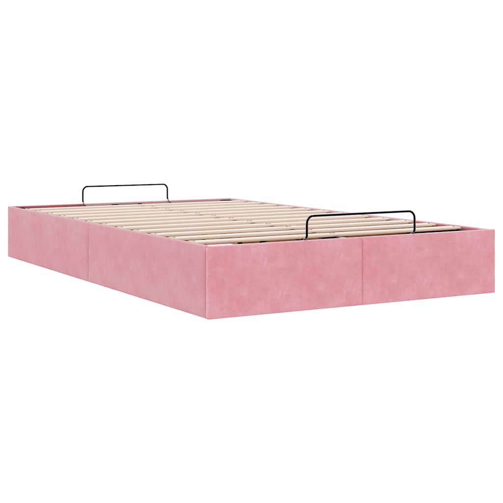 Cadre de lit ottoman sans matelas rose 120x190 cm velours - XIOS