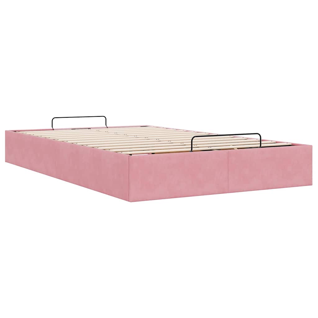 Cadre de lit ottoman sans matelas rose 120x190 cm velours - XIOS