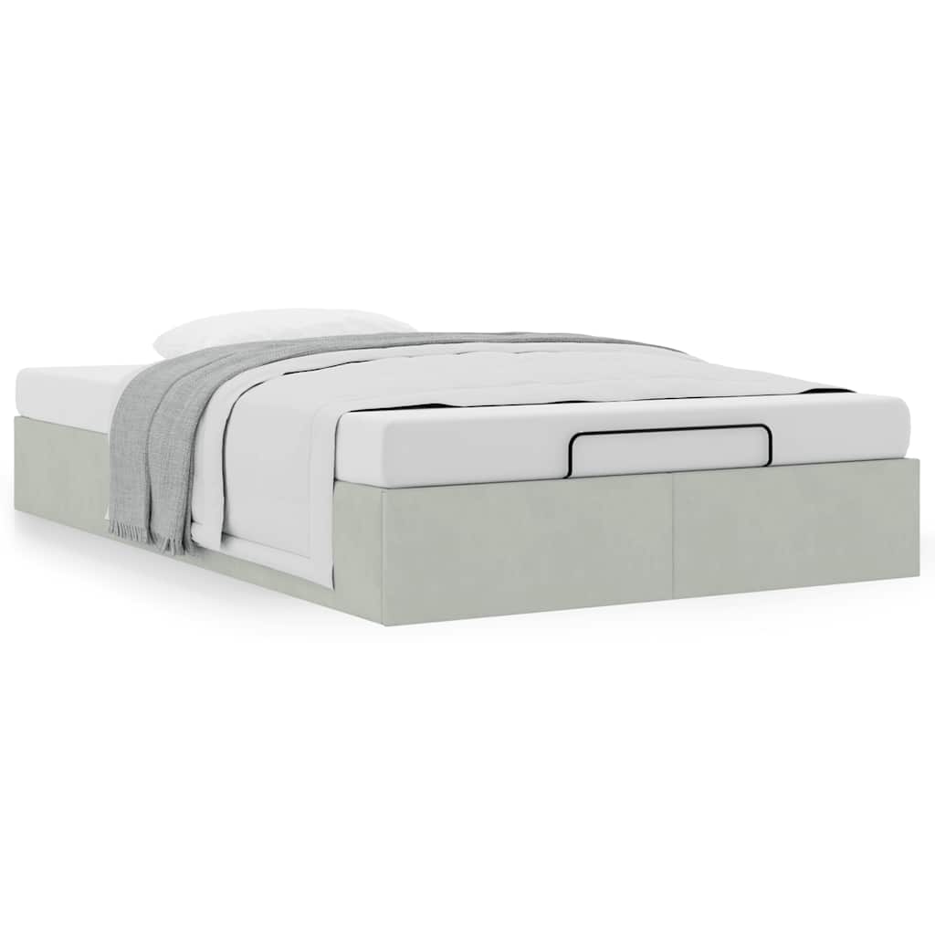 Cadre de lit ottoman sans matelas gris clair 120x200 cm velours - XIOS