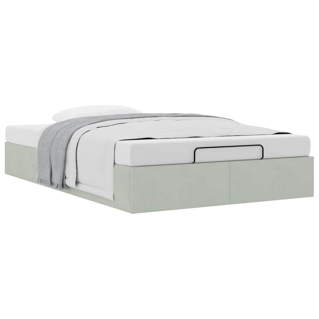 Cadre de lit ottoman sans matelas gris clair 120x200 cm velours - XIOS