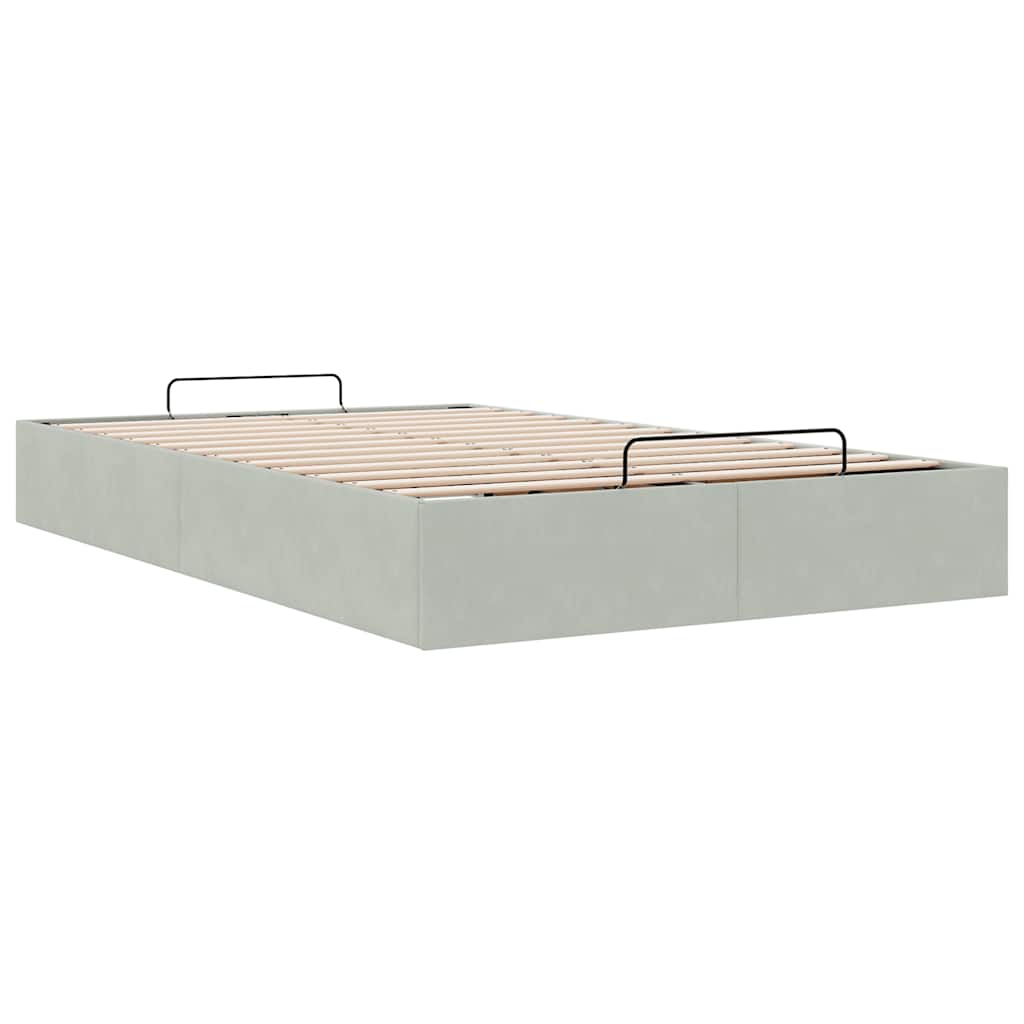 Cadre de lit ottoman sans matelas gris clair 120x200 cm velours - XIOS