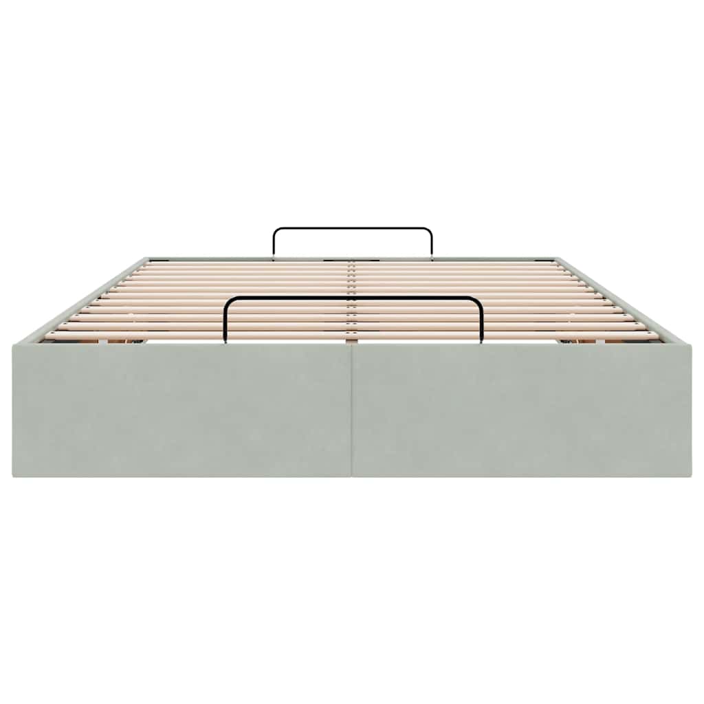 Cadre de lit ottoman sans matelas gris clair 120x200 cm velours - XIOS