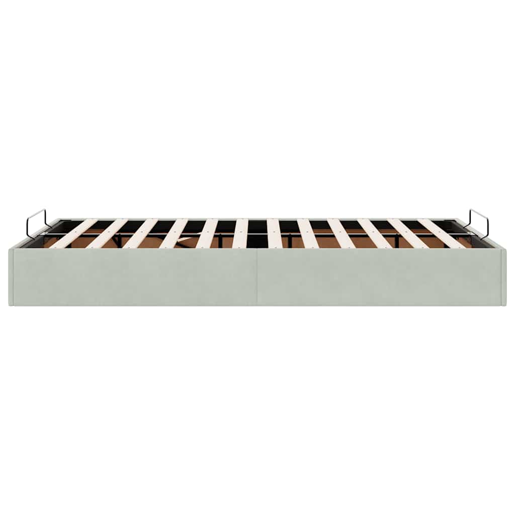 Cadre de lit ottoman sans matelas gris clair 120x200 cm velours - XIOS