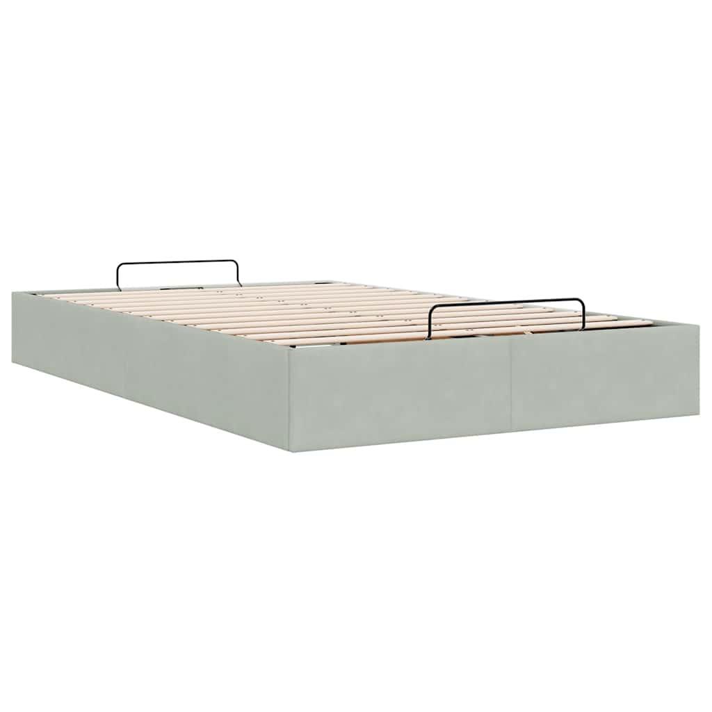 Cadre de lit ottoman sans matelas gris clair 120x200 cm velours - XIOS