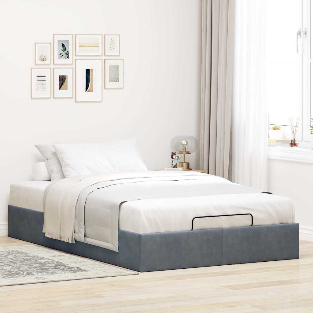 Cadre de lit ottoman sans matelas gris foncé 120x200 cm velours - XIOS