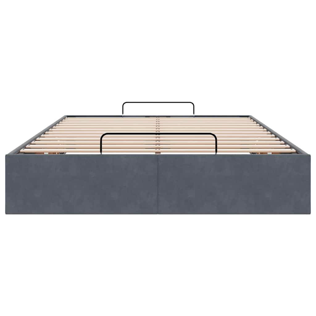 Cadre de lit ottoman sans matelas gris foncé 120x200 cm velours - XIOS