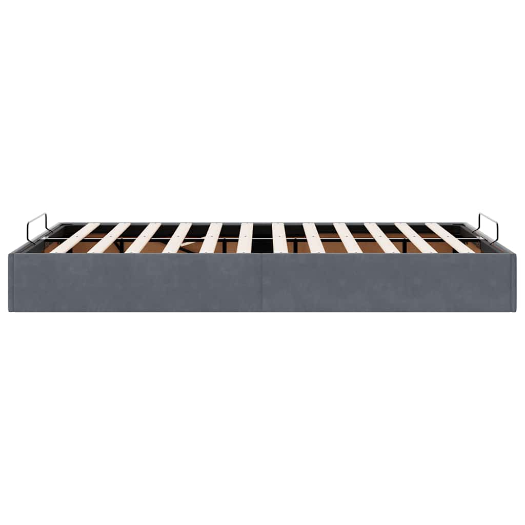 Cadre de lit ottoman sans matelas gris foncé 120x200 cm velours - XIOS