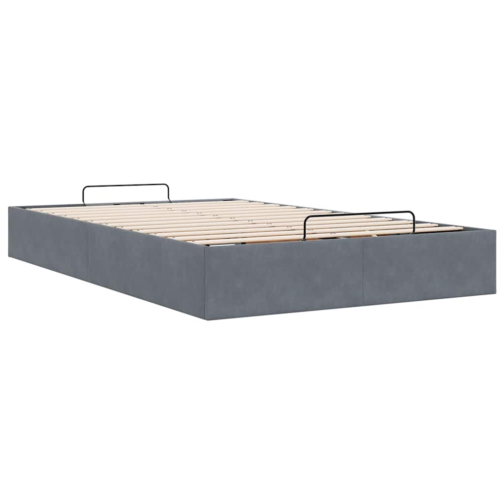 Cadre de lit ottoman sans matelas gris foncé 120x200 cm velours - XIOS
