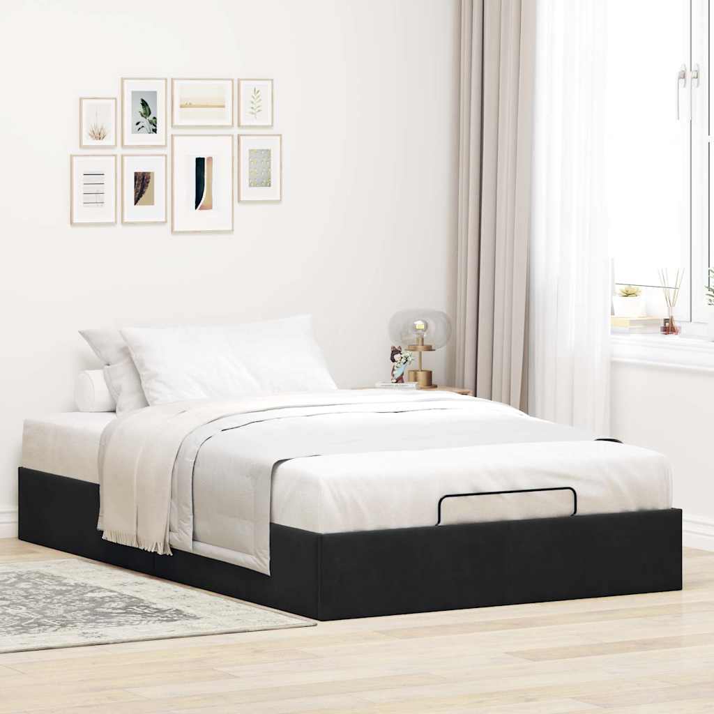 Cadre de lit ottoman sans matelas noir 120x200 cm velours - XIOS