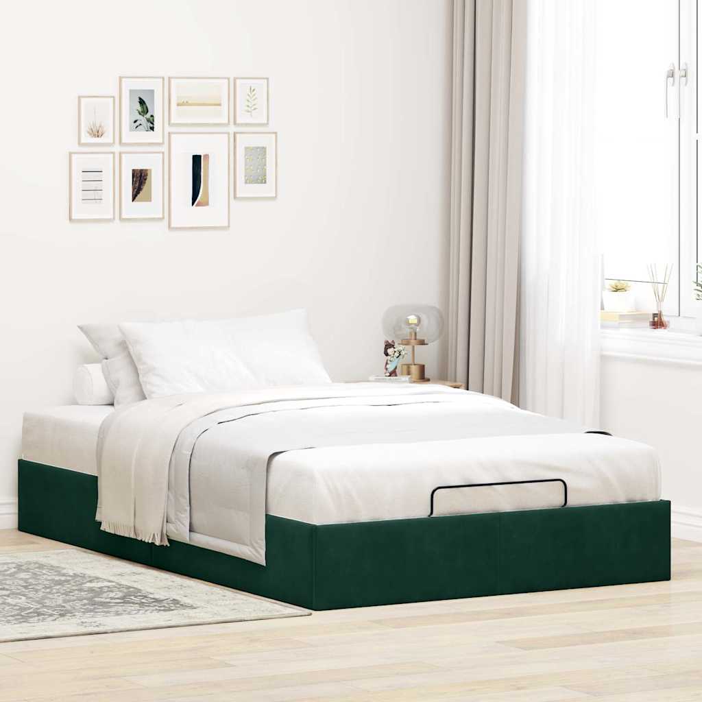 Cadre de lit ottoman sans matelas vert foncé 120x200 cm velours - XIOS