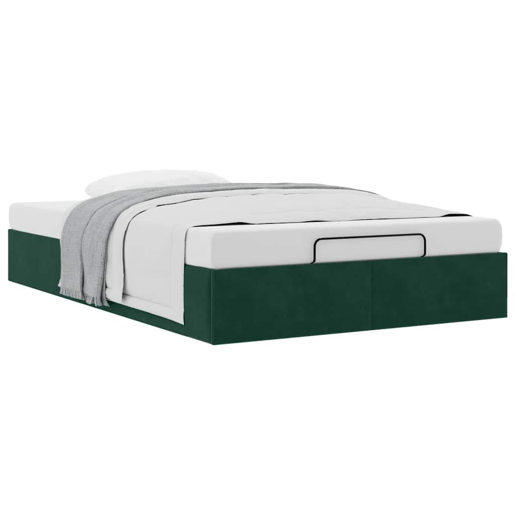 Cadre de lit ottoman sans matelas vert foncé 120x200 cm velours - XIOS