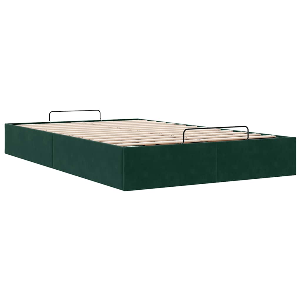 Cadre de lit ottoman sans matelas vert foncé 120x200 cm velours - XIOS