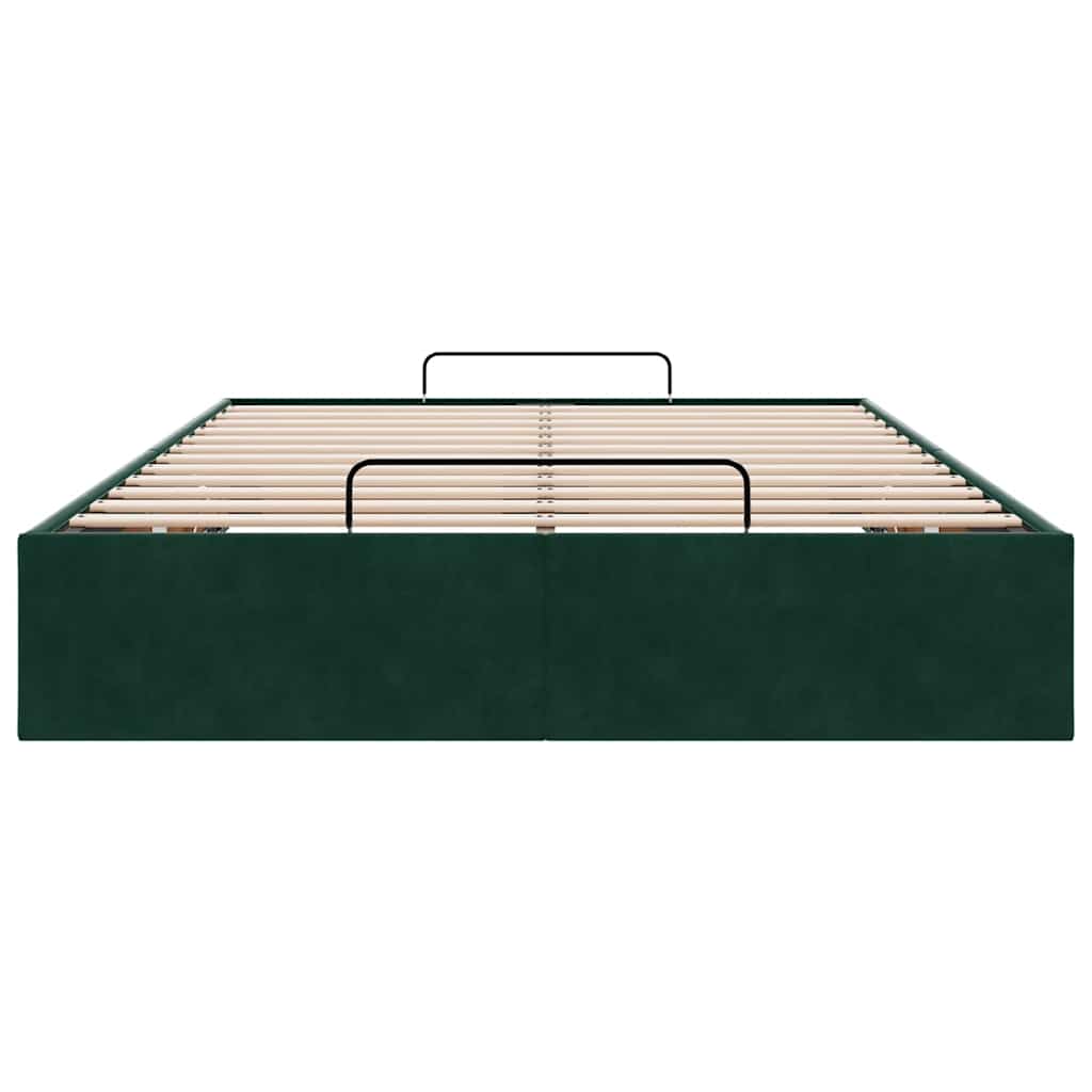 Cadre de lit ottoman sans matelas vert foncé 120x200 cm velours - XIOS