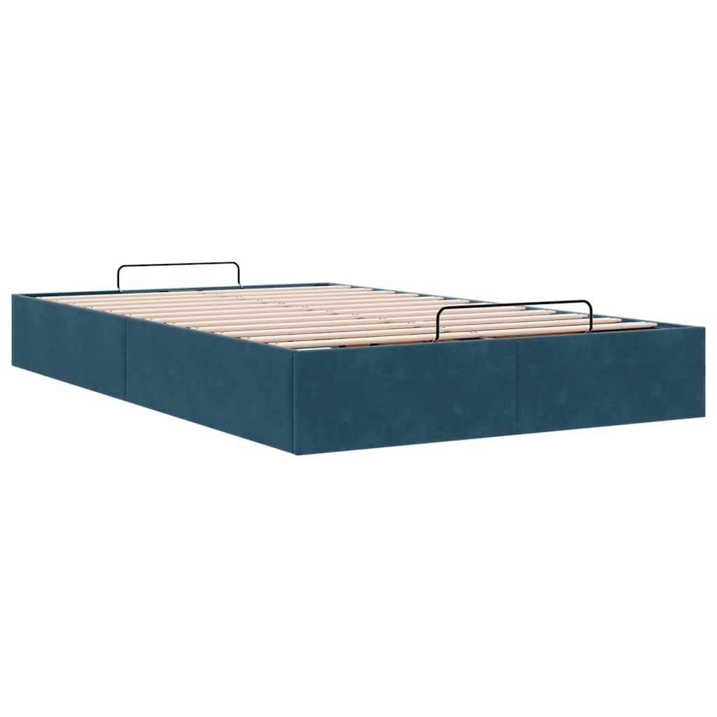 Cadre de lit ottoman sans matelas bleu foncé 120x200 cm velours - XIOS