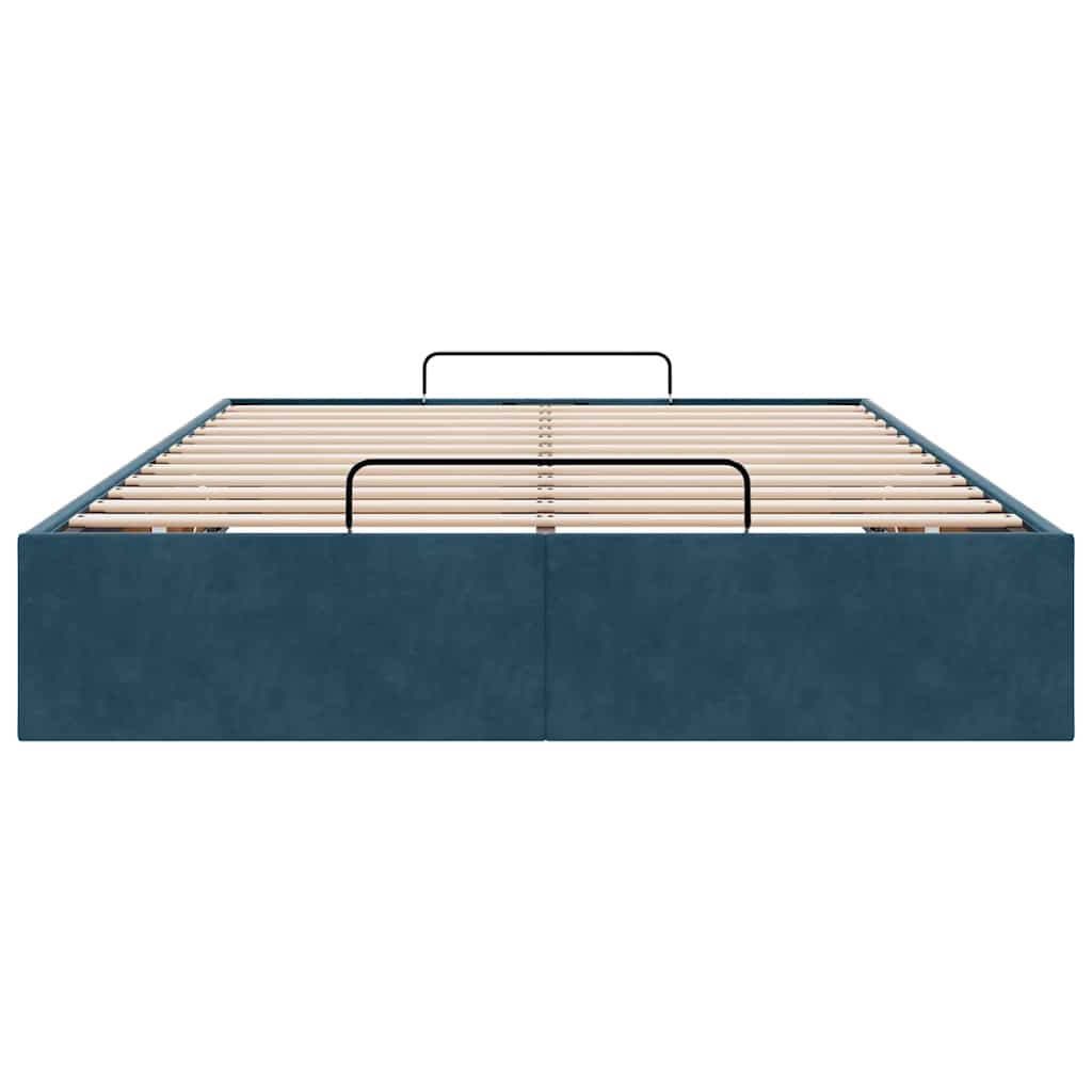 Cadre de lit ottoman sans matelas bleu foncé 120x200 cm velours - XIOS