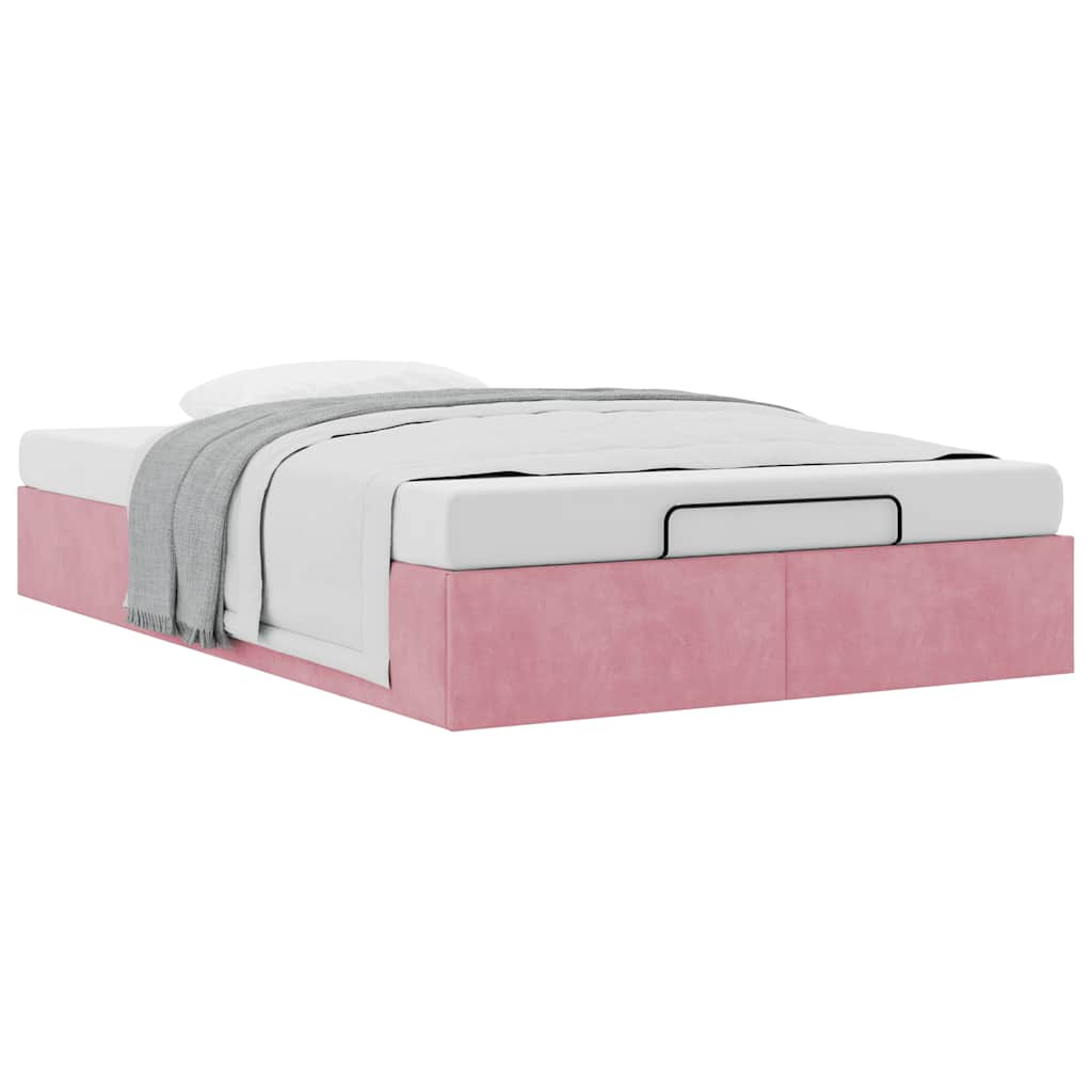 Cadre de lit ottoman sans matelas rose 120x200 cm velours - XIOS