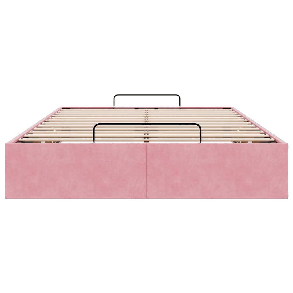 Cadre de lit ottoman sans matelas rose 120x200 cm velours