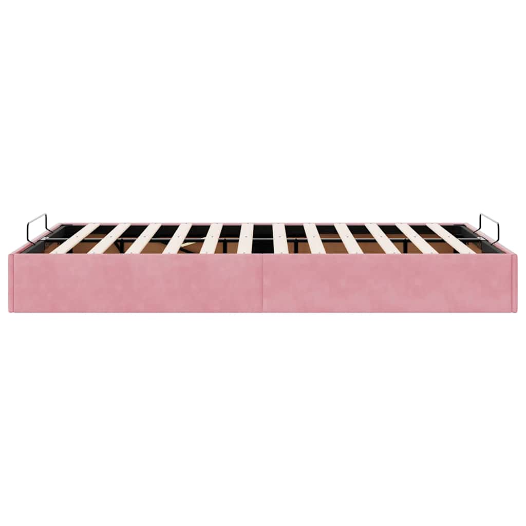 Cadre de lit ottoman sans matelas rose 120x200 cm velours