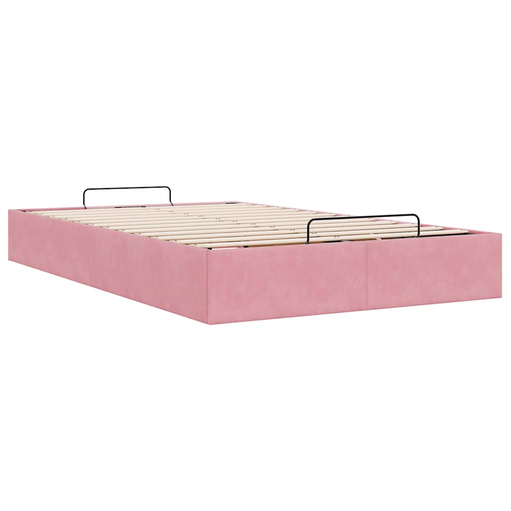 Cadre de lit ottoman sans matelas rose 120x200 cm velours - XIOS