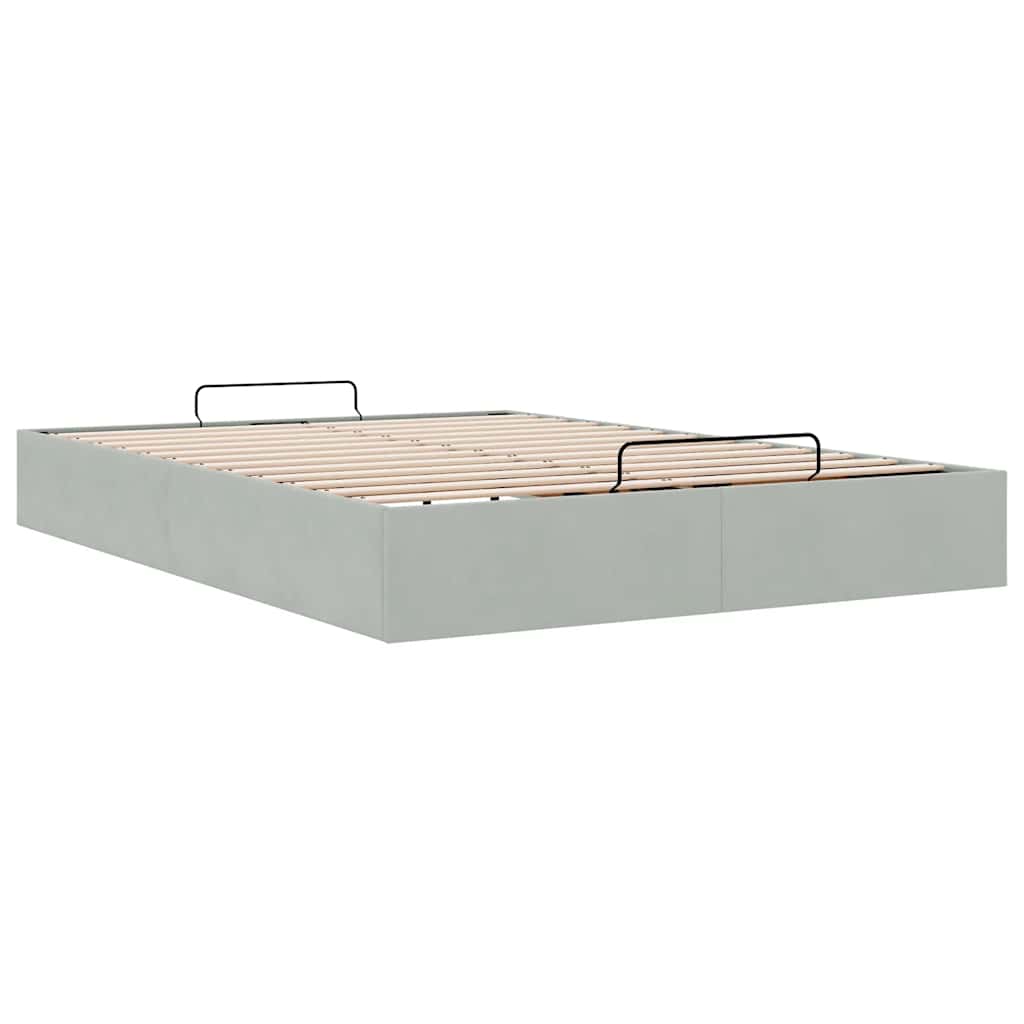 Cadre de lit ottoman sans matelas gris clair 140x190 cm velours - XIOS