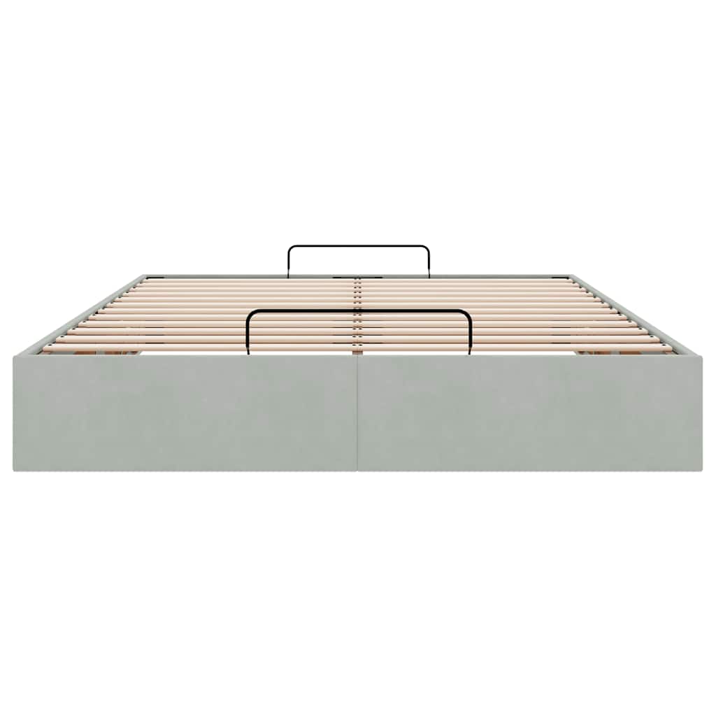 Cadre de lit ottoman sans matelas gris clair 140x190 cm velours - XIOS