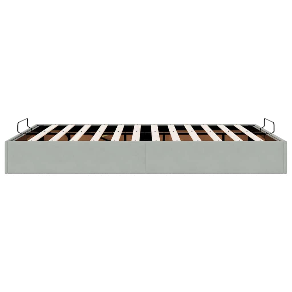 Cadre de lit ottoman sans matelas gris clair 140x190 cm velours - XIOS