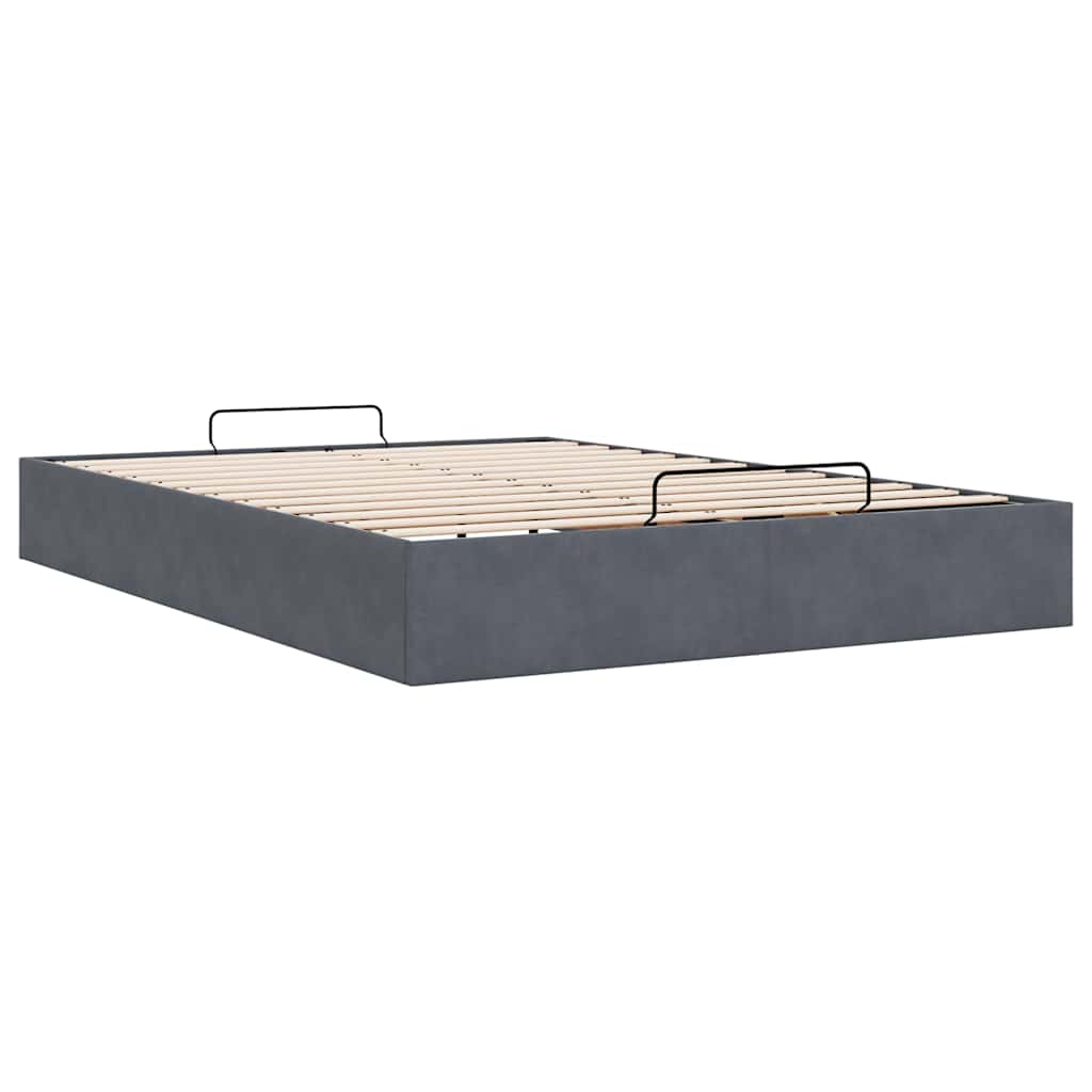 Cadre de lit ottoman sans matelas gris foncé 140x190 cm velours - XIOS