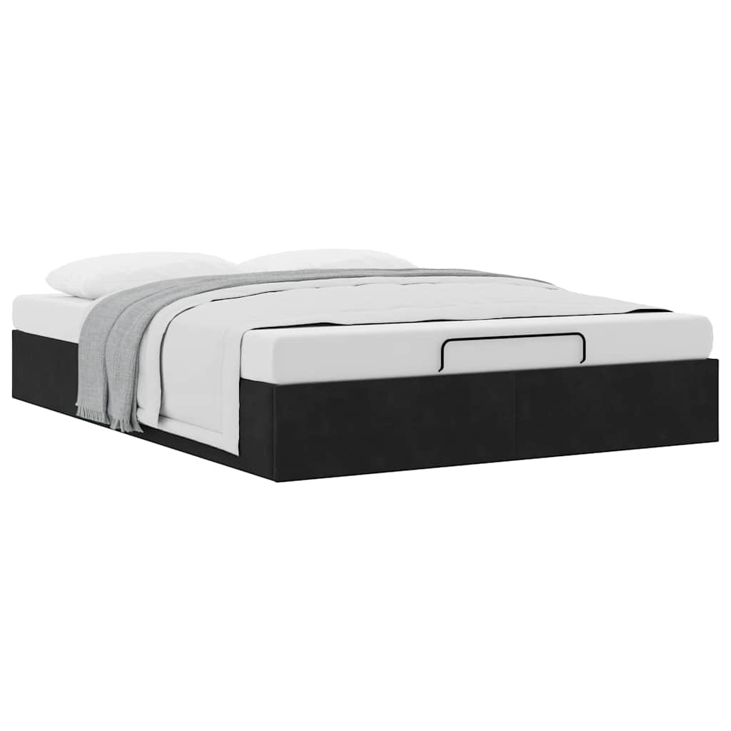 Cadre de lit ottoman sans matelas noir 140x190 cm velours - XIOS