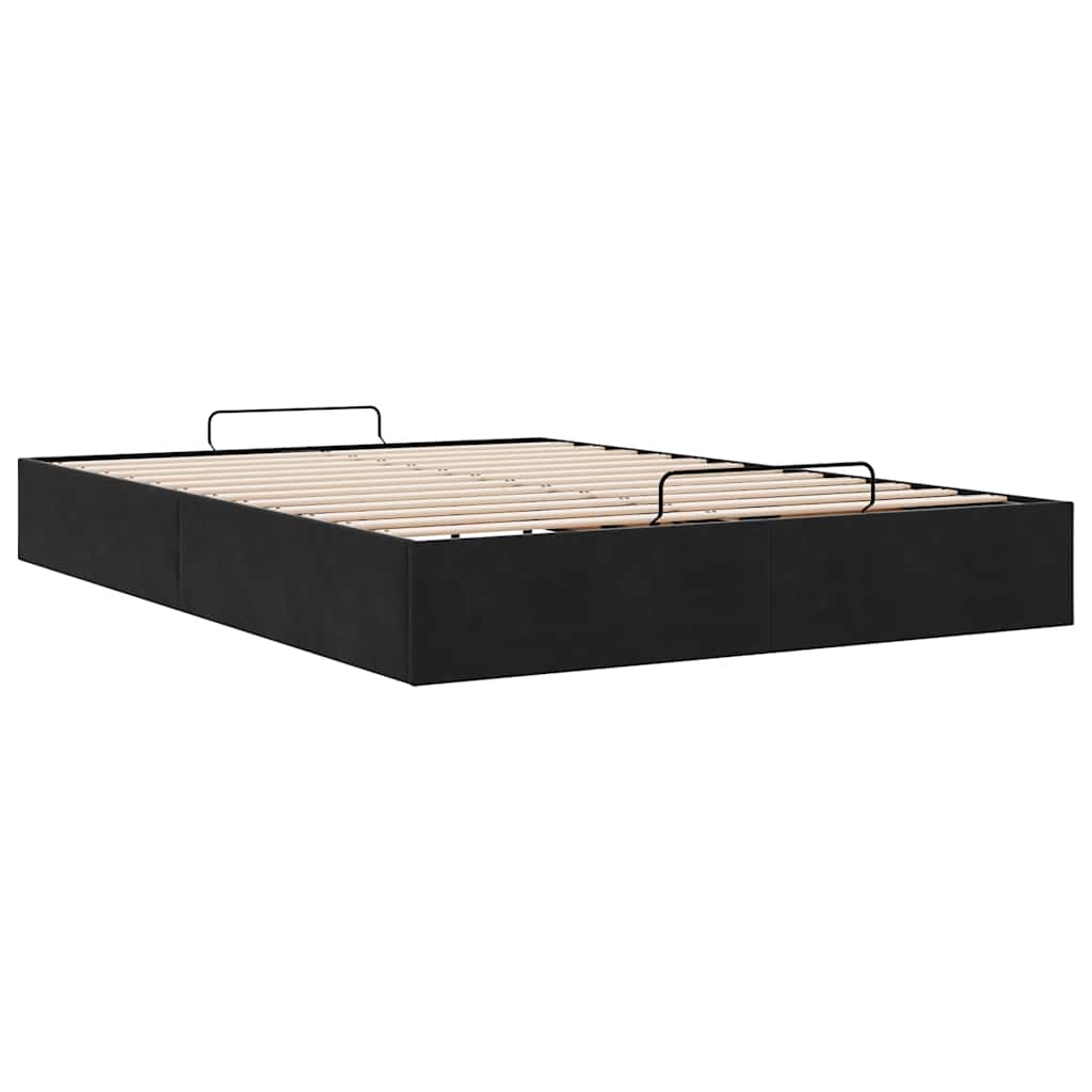 Cadre de lit ottoman sans matelas noir 140x190 cm velours - XIOS