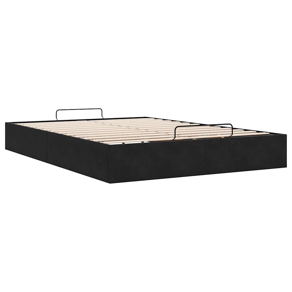 Cadre de lit ottoman sans matelas noir 140x190 cm velours - XIOS