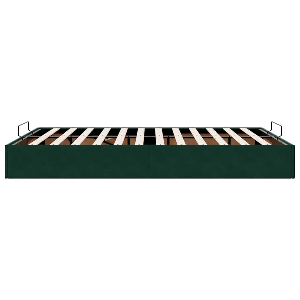 Cadre de lit ottoman sans matelas vert foncé 140x190 cm velours - XIOS