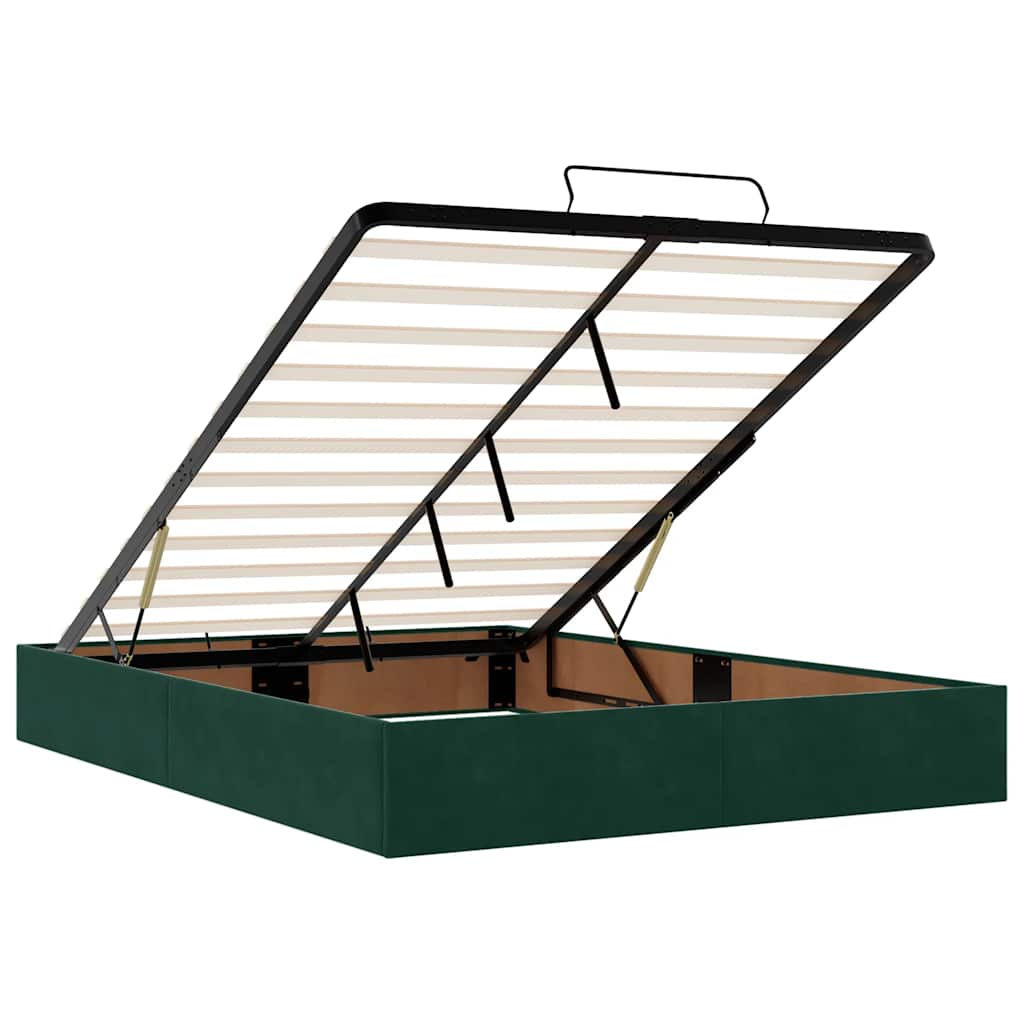 Cadre de lit ottoman sans matelas vert foncé 140x190 cm velours - XIOS