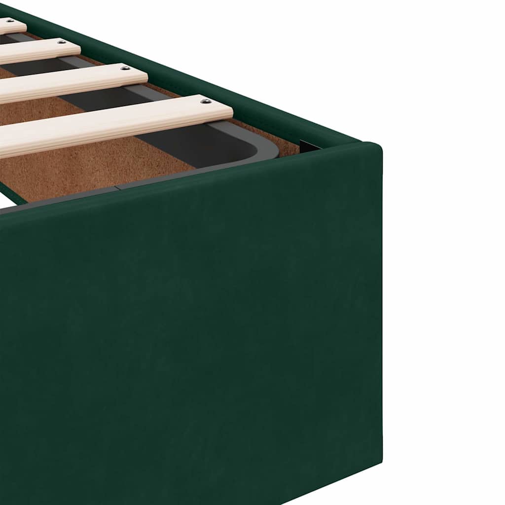 Cadre de lit ottoman sans matelas vert foncé 140x190 cm velours - XIOS