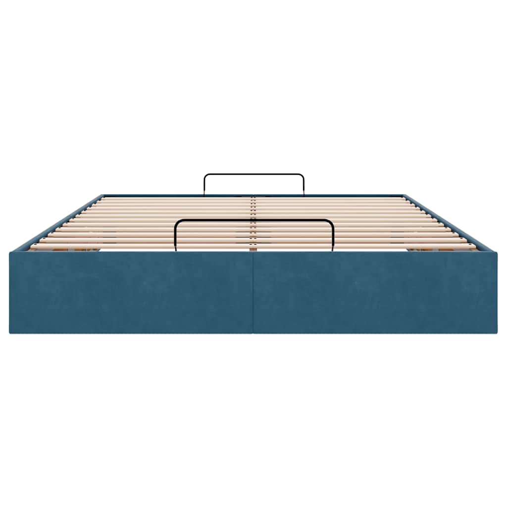 Cadre de lit ottoman sans matelas bleu foncé 140x190 cm velours - XIOS