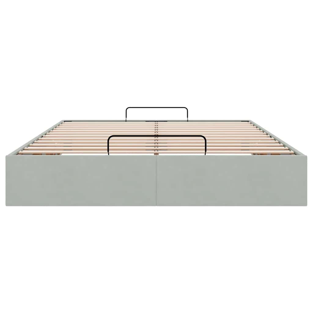 Cadre de lit ottoman sans matelas gris clair 140x200 cm velours - XIOS